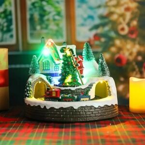 2025 ANIMATED MUSICAL LED CHRISTMAS VILLAGE MOUNTAIN HOUSES WITH MOVING TRAIN